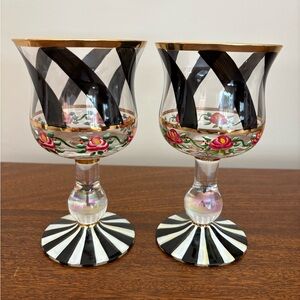 MacKenzie-Childs Black and Gold Goblets